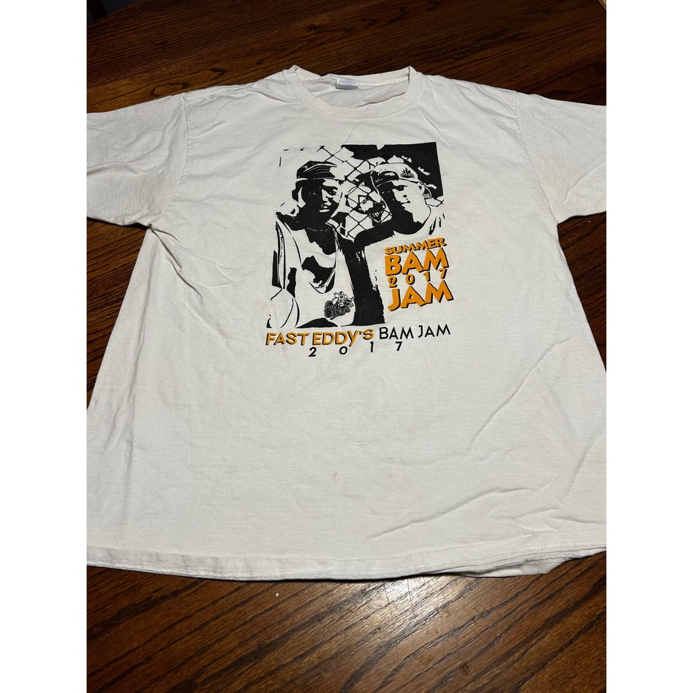 Port & Company Fast Eddy's Bam Jam 2017 Basketball Graphic T-Shirt White Large